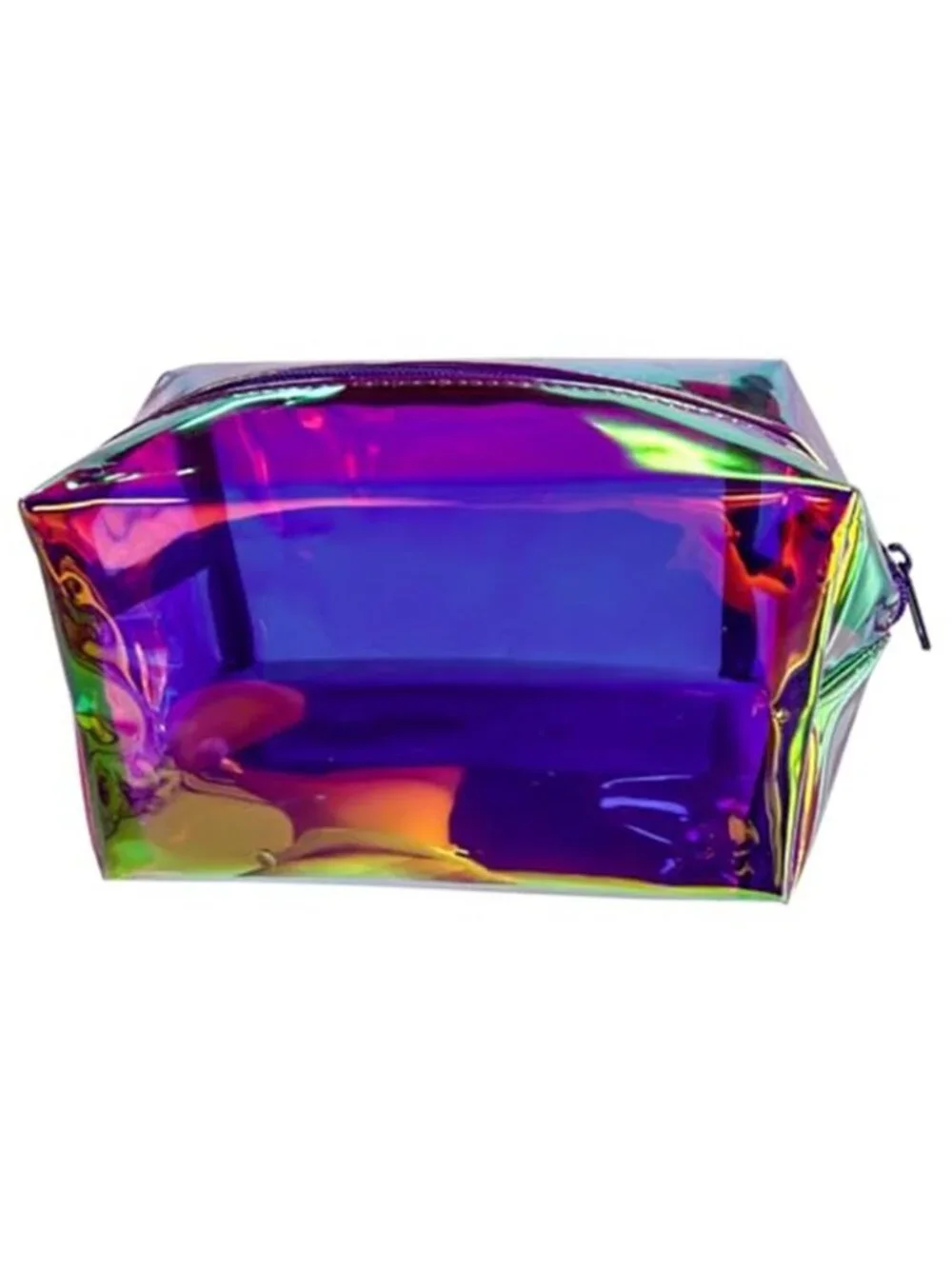 Purple Holographic PVC Cosmetic Toiletry Bag Laser Waterproof Toiletry